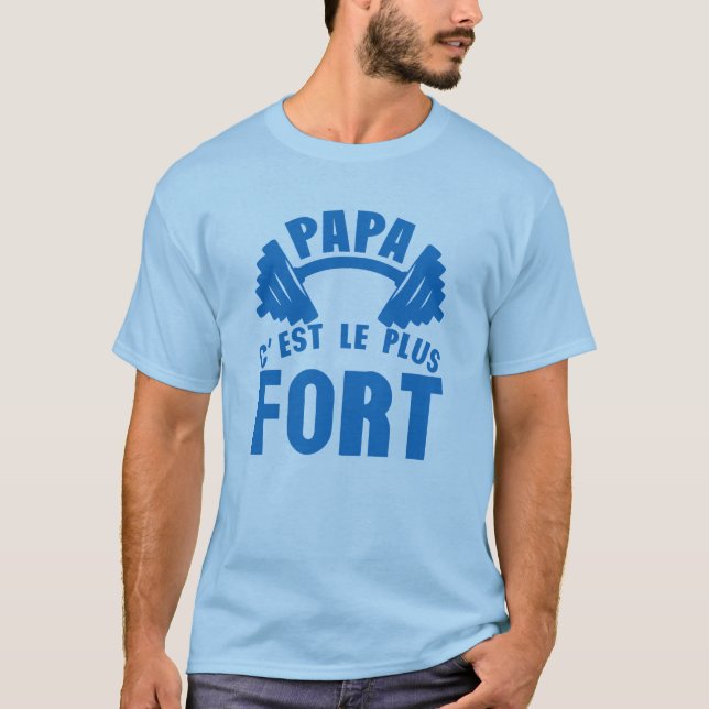 Camiseta papa plus fort haltere logo (Frente)