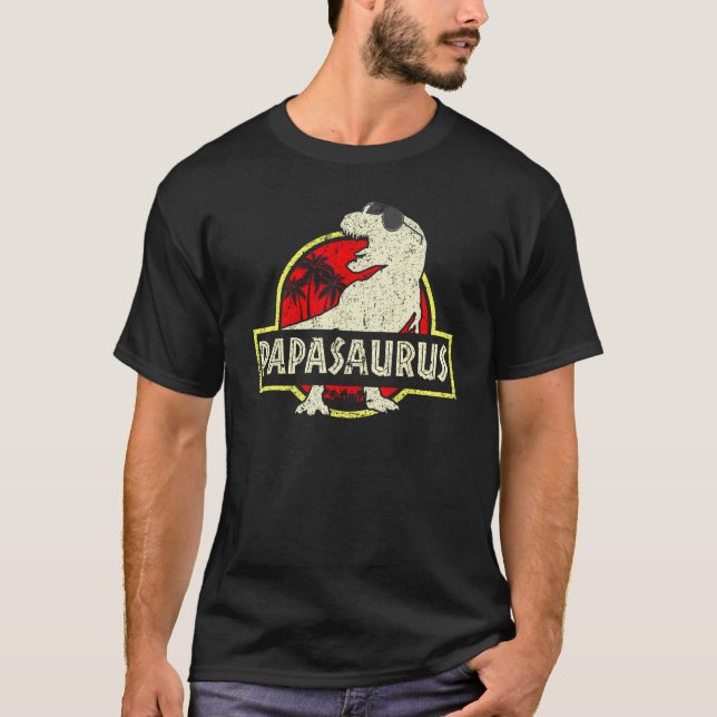 Camiseta Papa Saurus Dinosaur Papasaurus Rex Family Matchin (Frente)