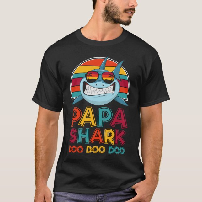 Camiseta Papa Shark Doo Doo Doo - Dia de os pais com T-Shir (Frente)