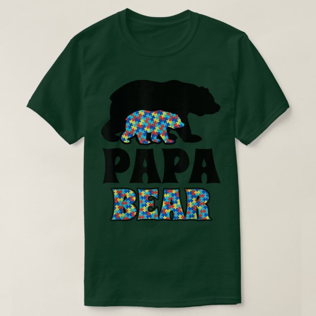 Camiseta Papa Urso Autismo Consciência (Frente do Design)