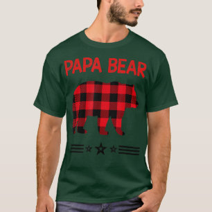 Camiseta Papá Urso em Urso Vermelho de Xadrez