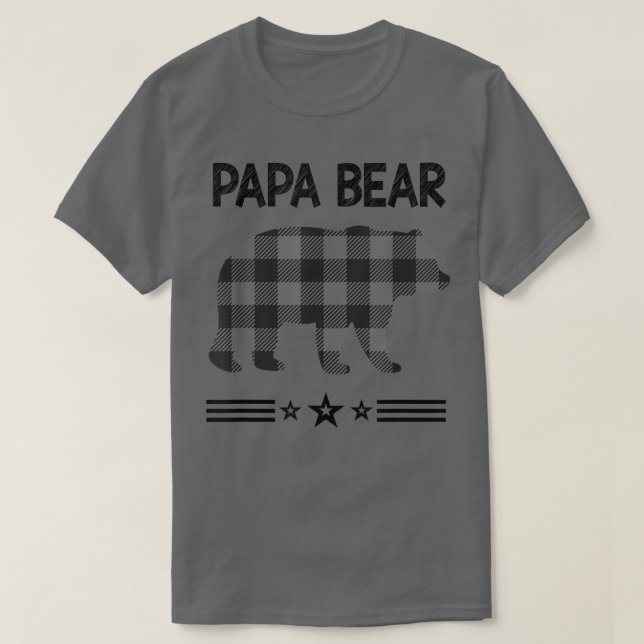 Camiseta Papa Urso em Urso Xadrez preto e branco (Frente do Design)