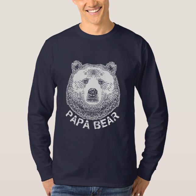 Camiseta Papá Urso, Ilustração Desenhada À Mão (Frente)