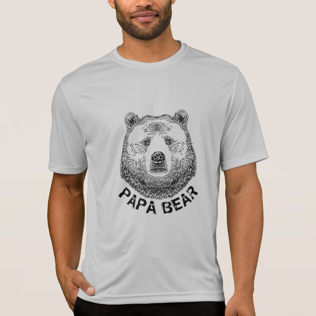 Camiseta Papá Urso, Ilustração Desenhada À Mão (Frente)
