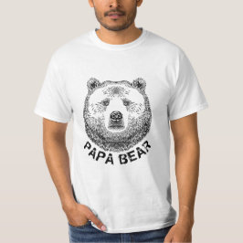 Camiseta Papá Urso, Ilustração Desenhada À Mão