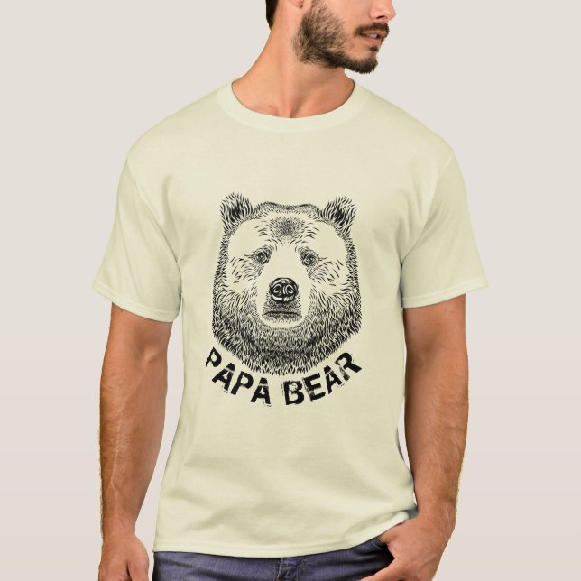 Camiseta Papá Urso, Ilustração Desenhada À Mão (Frente)