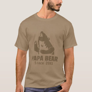 Camiseta Papa Urso Marrom Desde Ano da Paternidade Para o P