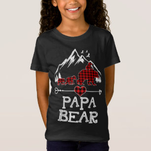 Camiseta Papa Urso Natal Pajama Desenho de Xadrez Vermelha 