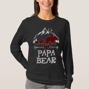 Camiseta Papa Urso Natal Pajama Desenho de Xadrez Vermelha 