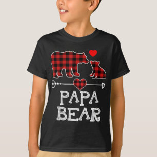 Camiseta Papa Urso Natal Pajama Xadrez Vermelha Família Buf