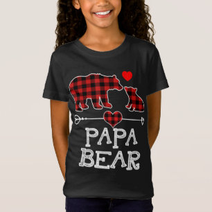 Camiseta Papa Urso Natal Pajama Xadrez Vermelha Família Buf