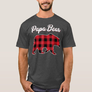 Camiseta Papa Urso Natal Pajama Xadrez Vermelha Família Buf