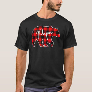 Camiseta Papa Urso Natal Pajama Xadrez Vermelha Família Buf