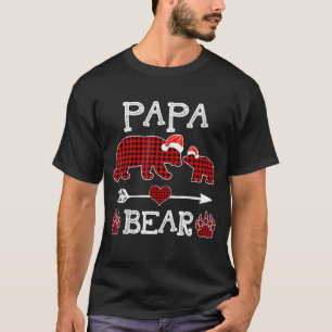 Camiseta Papa Urso Natal Pajama Xadrez Vermelha Família Buf