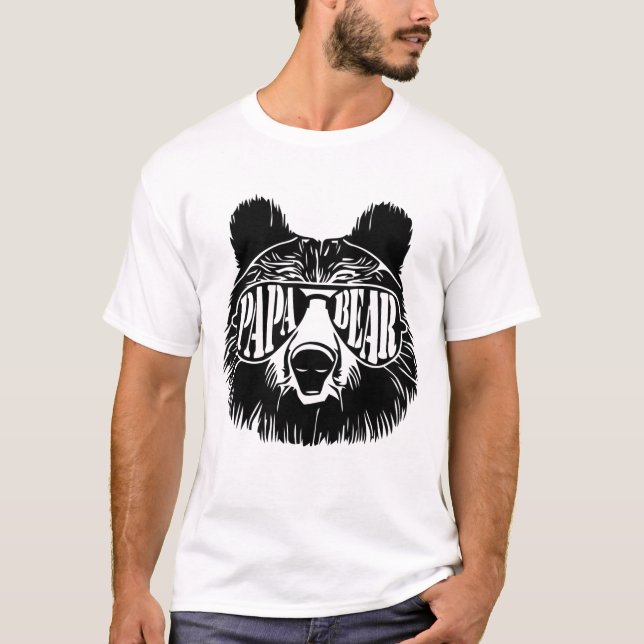 Camiseta Papa Urso Óculos de sol Pai Dia de os pais Avô (Frente)
