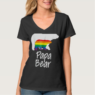 Camiseta Papa Urso Orgulhoso Pai Arco-Íris Sinalizador Lgbt