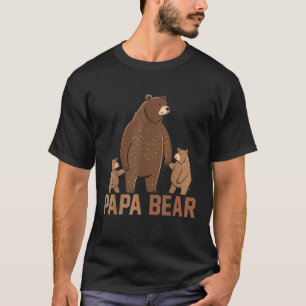 Camiseta Papa Urso Pai Dois Pais Urso 2 Crianças Pai