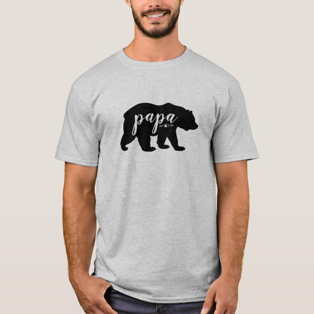 Camiseta Papá Urso Preto e Branco Estabelecido Ano (Frente)