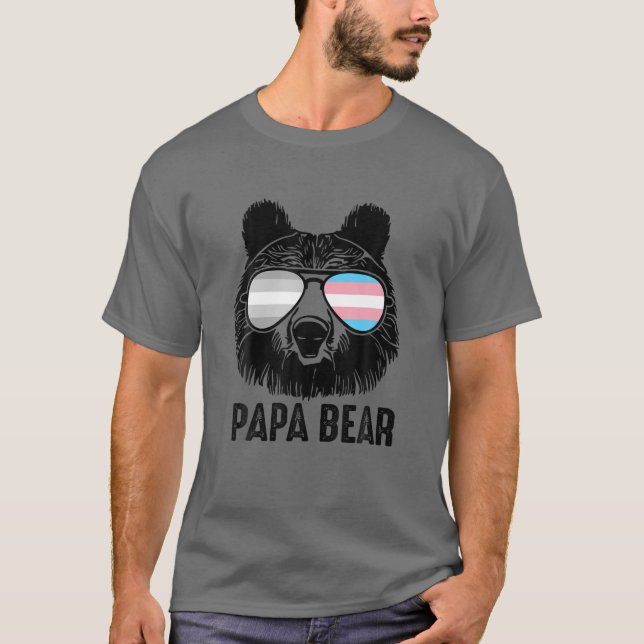Camiseta Papá Urso Vestindo Óculos Solares Sinal Prid (Frente)