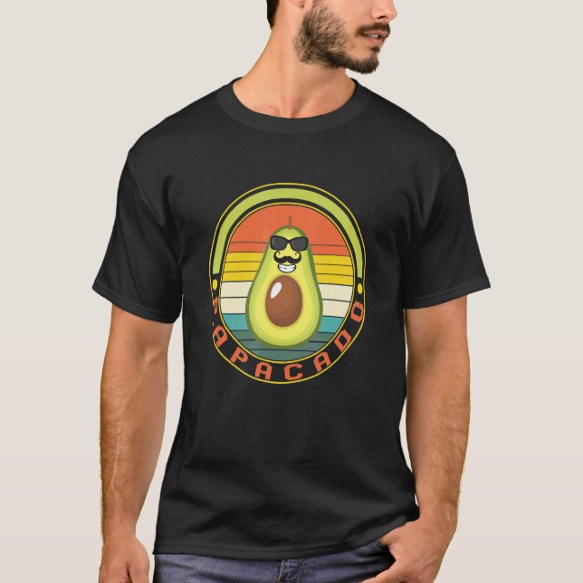 Camiseta Papacado Pai Abacate Óculos de Sol Bigode Novo Da (Frente)