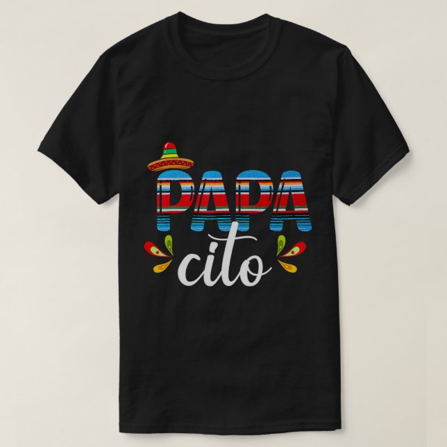 Camiseta Papacito Cinco De Mayo Orgulhoso Pai Extremo Mexic (Frente do Design)