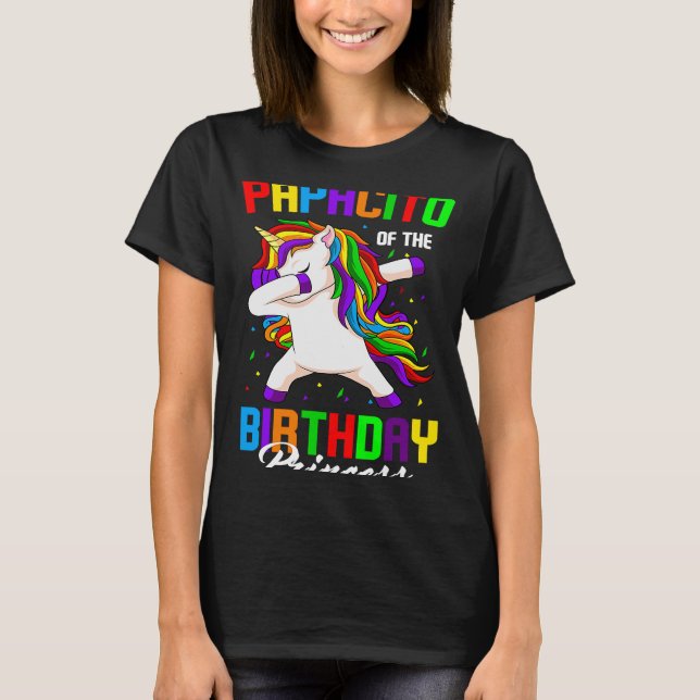 Camiseta Papacito da Princesa de Aniversário Unicorn Dabbin (Frente)