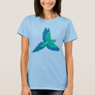 Camiseta Papagaio a Voo, Aqua e Azul Cobalto