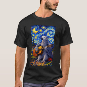 Camiseta Papagaio Africano Tocando Guitarra Arte Caprichosa