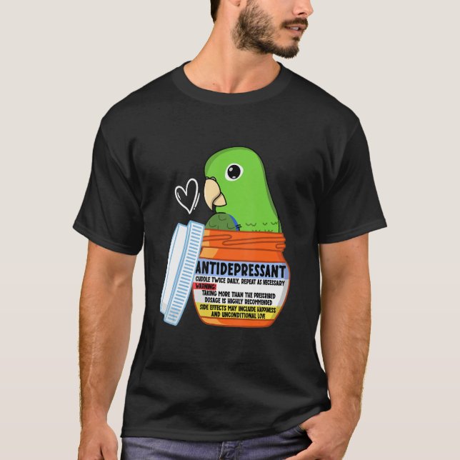 Camiseta Papagaio-antidepressivo Bonito, Parrotlet Verde (Frente)