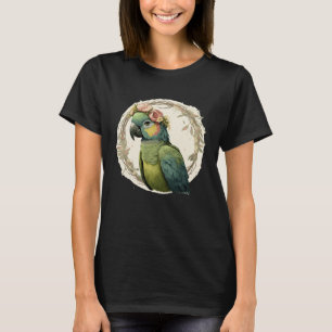 Camiseta Papagaio Aquarela Macaw-de-hahn Flor Coroa P