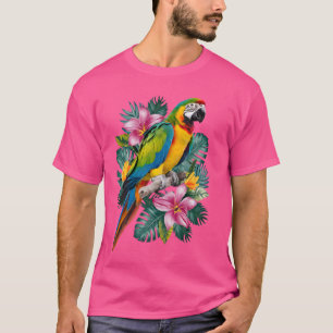Camiseta Papagaio Ave Tropical Férias Praia Flor Vintage