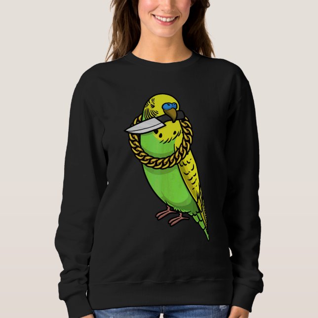 Camiseta Papagaio Budgie Periquito Com Faca (Frente)