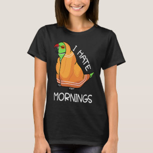 Camiseta Papagaio Cansado Odeia Manhãs Verde Ringnec Índio