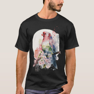 Camiseta Papagaio Cerejeira Japonesa Aquarela Periquito