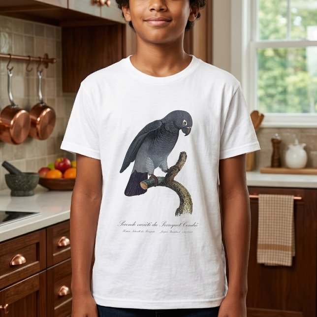 Camiseta Papagaio-Cinzento-de-Timneh, Psittacus Timneh (Timneh African Grey Parrot, Psittacus Timneh. Boy Basic White T-Shirt)