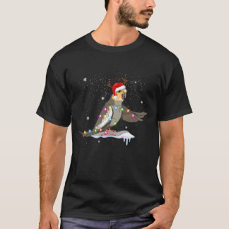 Camiseta Papagaio Cockatiel - Árvore de Natal Bird Santa Ha