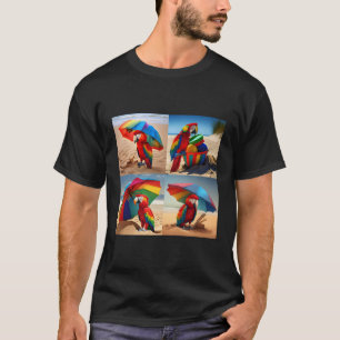 Camiseta Papagaio Colorido de Praia