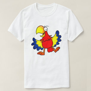 Camiseta Papagaio Colorido Divertido de Desenho Animado