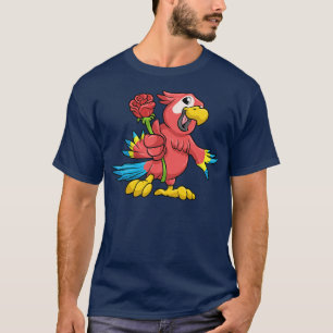 Camiseta Papagaio com bife amarelo e rosa vermelha 1