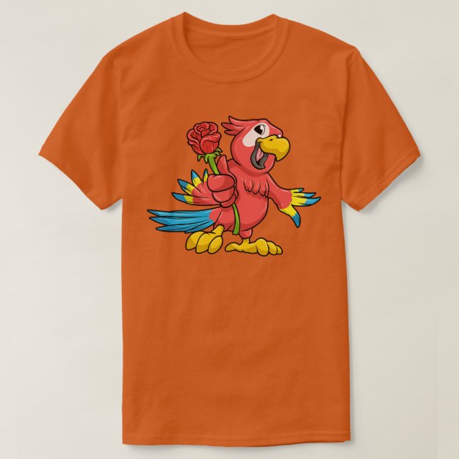 Camiseta Papagaio com bife amarelo e rosa vermelha 2 (Frente do Design)