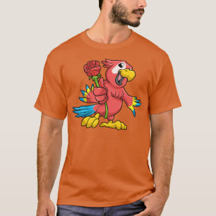 Camiseta Papagaio com bife amarelo e rosa vermelha 2