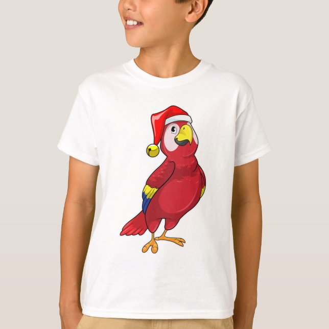 Camiseta Papagaio com chapéu de Papai Noel (Frente)