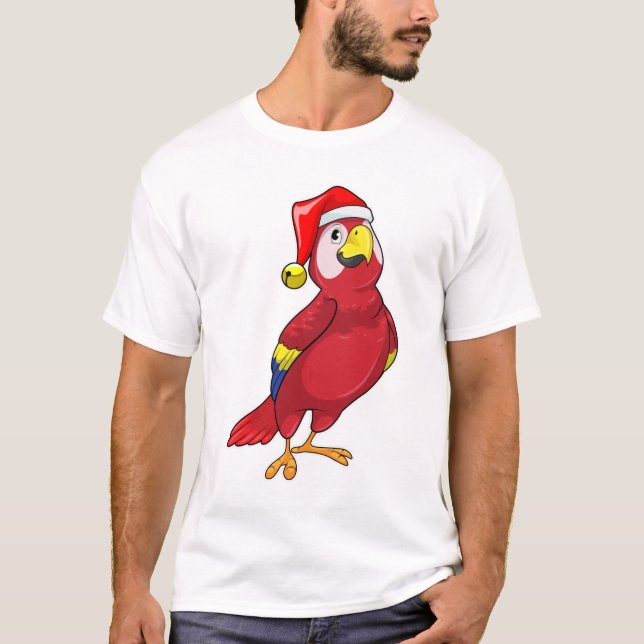 Camiseta Papagaio com chapéu de Papai Noel (Frente)