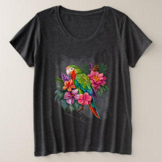Camiseta Papagaio com Flores Tropicais - Abraçar Natureza