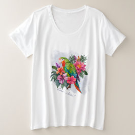 Camiseta Papagaio com Flores Tropicais - Abraçar Natureza