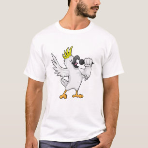 Camiseta Papagaio como Cantor com Microfone