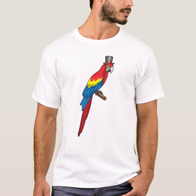 Camiseta Papagaio como cavalheiro com chapéu (Frente)
