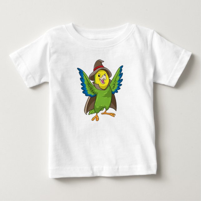 Camiseta Papagaio como Mago com Chapéu (Frente)
