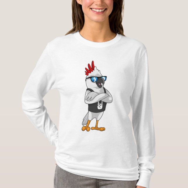 Camiseta Papagaio como músico com óculos escuros (Frente)