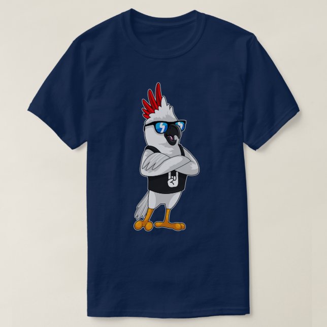 Camiseta Papagaio como músico com óculos escuros (Frente do Design)